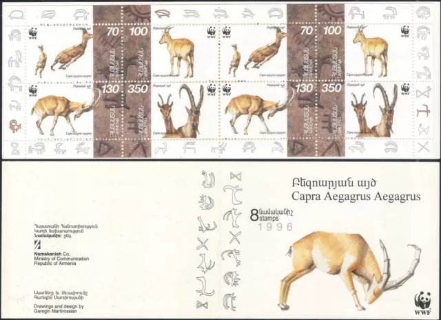 Armenia 1996 WWF/Goat/Animals/Nature/Wildlife/Conservation  8v bklt (b8708e)