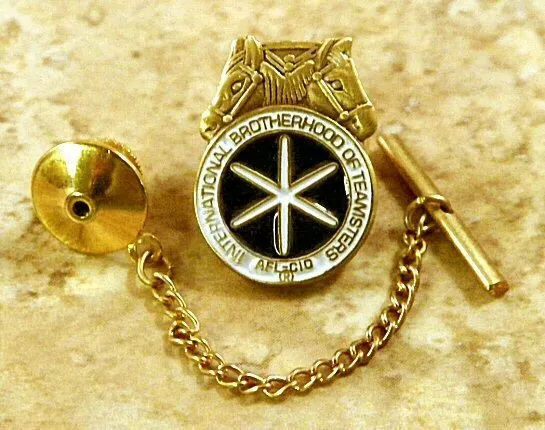 Teamsters AFLCIO Tie Tack Pin and Chain Clasp or Lapel Pin