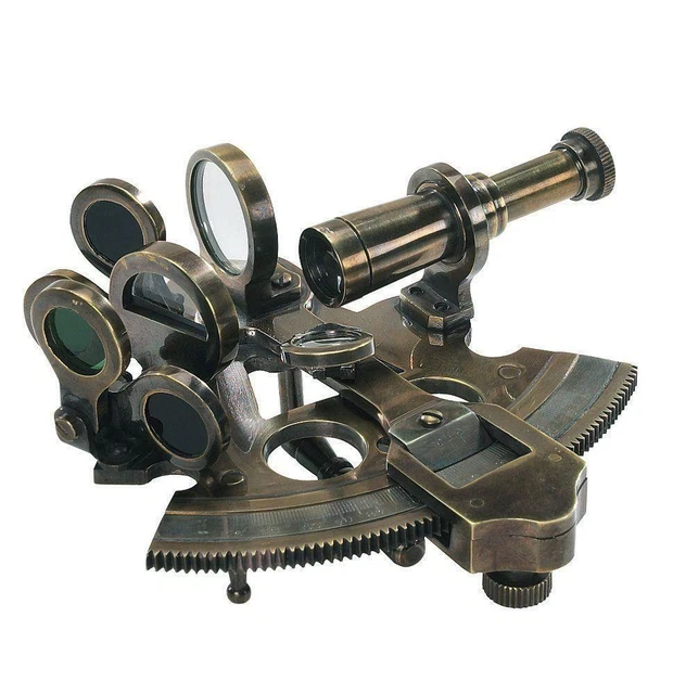 Spiegel Sextant in Bronze, Wilhelminischer Marine Sextant mit silberner Scala