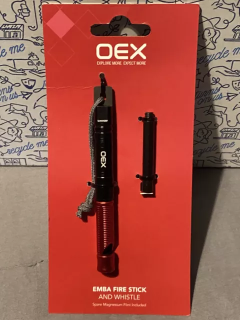 oex Emba Fire Stick And Essential Whistle Sparks In All Weathers Spare Flint EDC