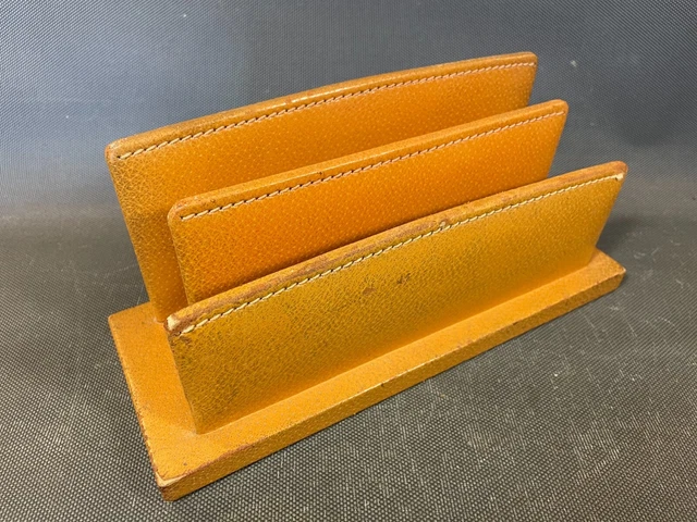 Ancien porte lettre ou documents de bureau en cuir vintage dé&co années 1950