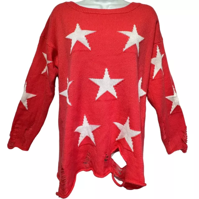 wildfox white label star distressed seeing stars lennon sweater