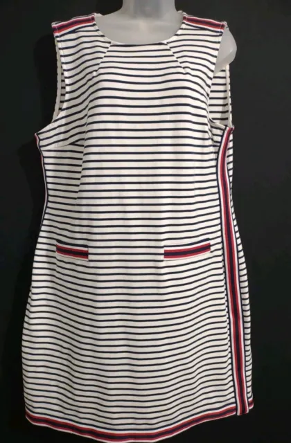 Tommy Hilfiger Size XL Navy/White Dress Women's Short Sleeve Back Zip"