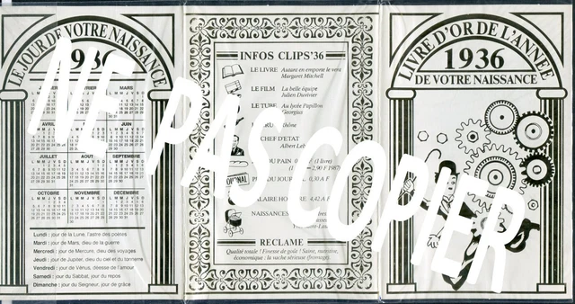 3 Part Postcard: THE GOLDEN BOOK OF THE YEAR OF YOUR BIRTH: 1936