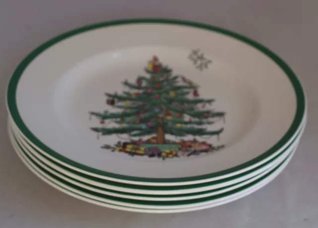 Spode Christmas Tree S3324 Set of 5 Dinner Plates Made in England 10.75" plates