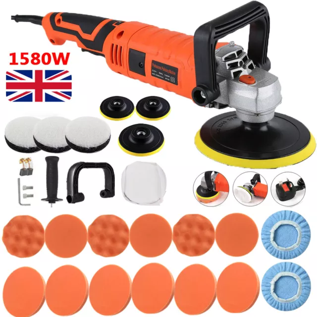 UK PLUG Car Polisher 230V Buffer Sander Machine Polishing Pads Kit Dual Action