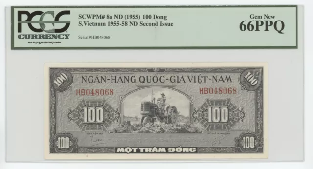 South Viet Nam/National Bank of Viet Nam Pick #8a 1955 100 Dong PCGS 66 PPQ