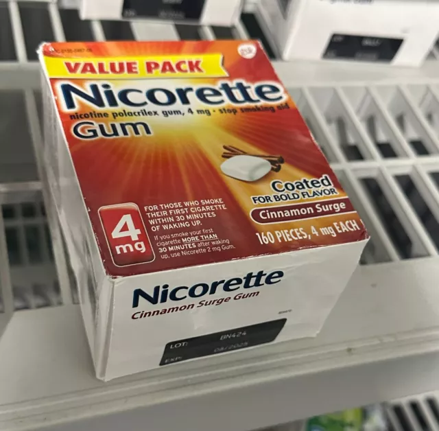 NEW SEALED Nicorette Nicotine Polacrilex Gum Cinnamon Surge 4 mg 160-Count