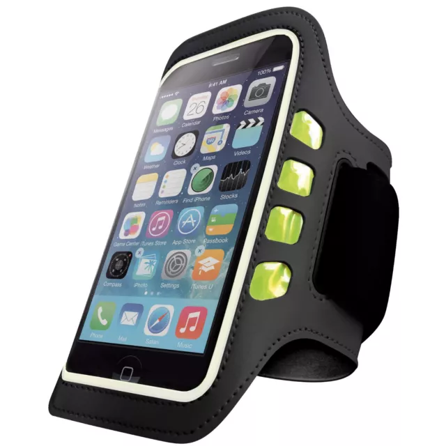 Flashing LED Sports Jogging Running Gym Armband iPhone 6/6S Cover Black