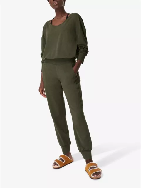 SWEATY BETTY SIZE XS Gary Long Sleeve Stretch Jumpsuit Khaki Green Gym Yoga  £49.99 - PicClick UK
