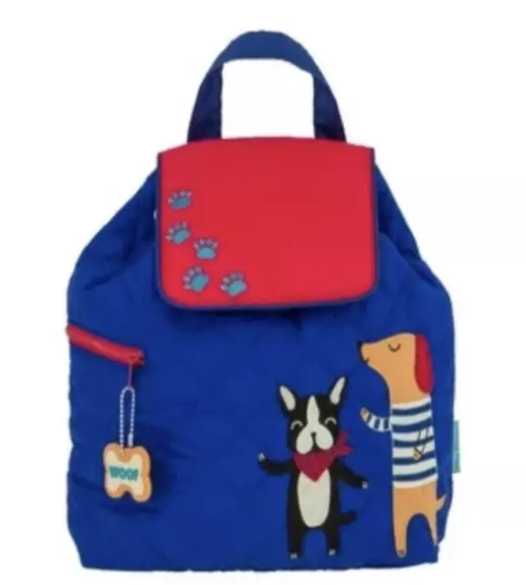 Stephen Joseph Quilted Backpack-Red/Blue-Dogs-French Bulldog-Kids