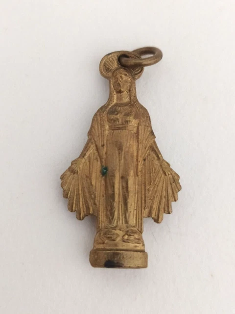 Pendentif Vierge Marie En Métal Doré - Neuf Avec étiquettes - Bijou Religieux