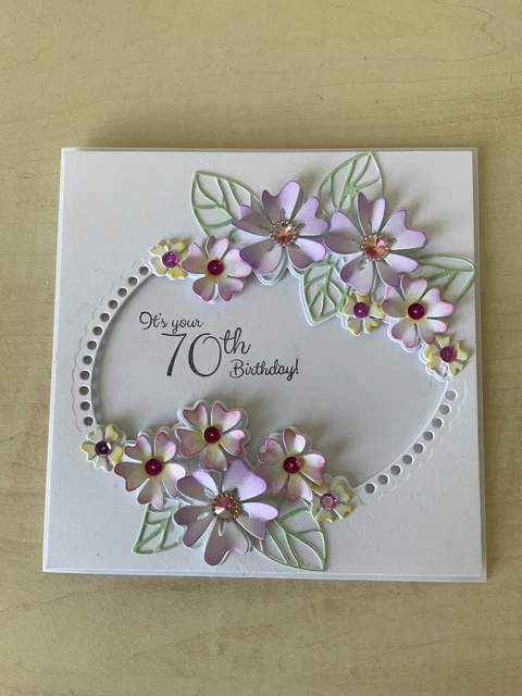 HANDMADE LUXURY 70TH Birthday Card Pansy Personalised £5.25 - PicClick UK