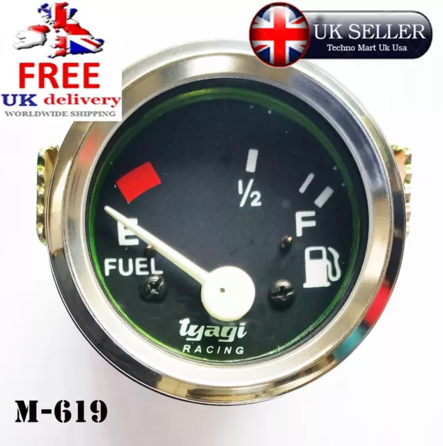 CAV VAN BOAT  FUEL LEVEL METER GUAGE 52mm 2" CHROME DIAL CLOCK VINTAGE  M-619