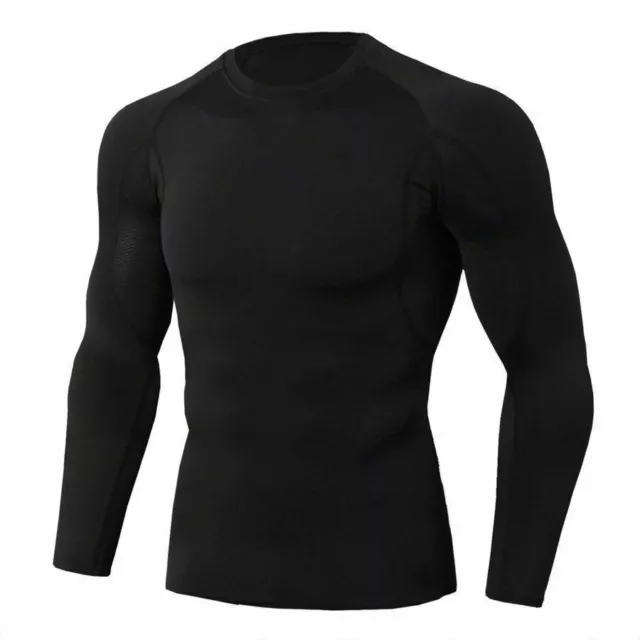 Camisa de compresión Dry Fit Hombre Fitness Mangas largas Running Gym Ropa...