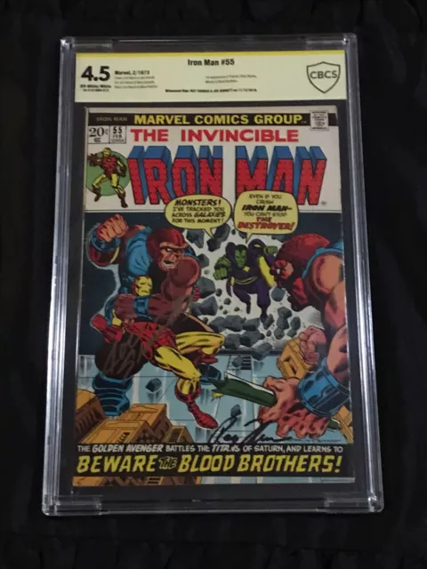 Marvel 1973 Iron Man #55 CBCS (🚫 CGC) 4.5 VG+ Roy Thomas & Joe Sinnott SIGNED!