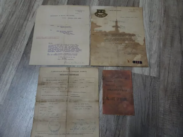 Orig WW1 RMR "Pay Book / Title / Discharge Cert / Letter For Military Medal"   P