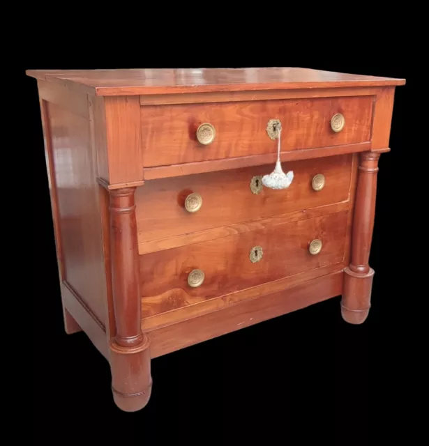 Ancienne petite commode époque Empire Meuble 19 ème siècle/Bois Massif/3 Tiroirs