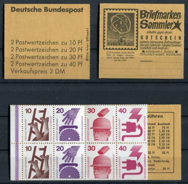 2 x Bund Markenheftchen MH 18 a RLV II postfrisch Unfallverhütung booklet MNH