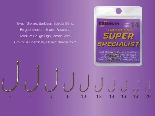 Drennan Super Specialist Barbless Hooks ALL SIZES