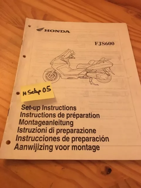 Honda Scooter FJS600 Fjs 600 Instruction Setup Preparation Manual Ed 2001