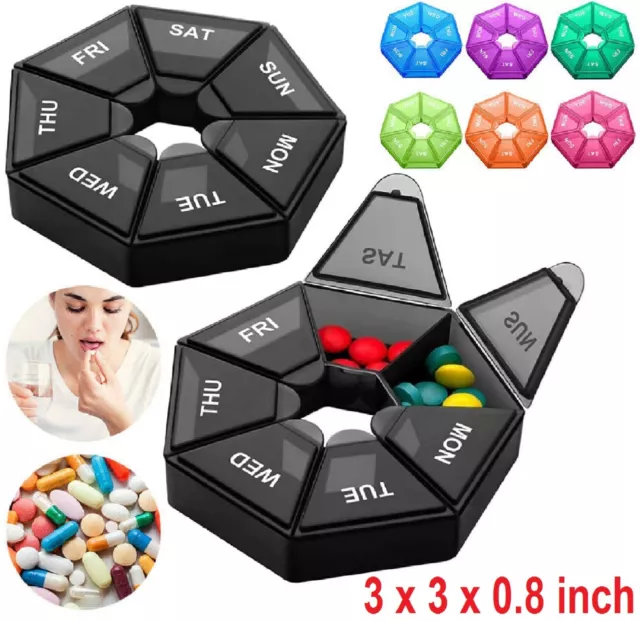 Dispenser 7Day Pill Box Medicine Storage Travel Tablet Container Case Organizer