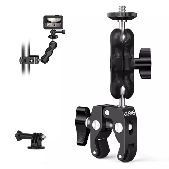 UURIG BH-09 Super Clamp Magic Arm Double Ball Head Camera Mount For GoPro 11 10