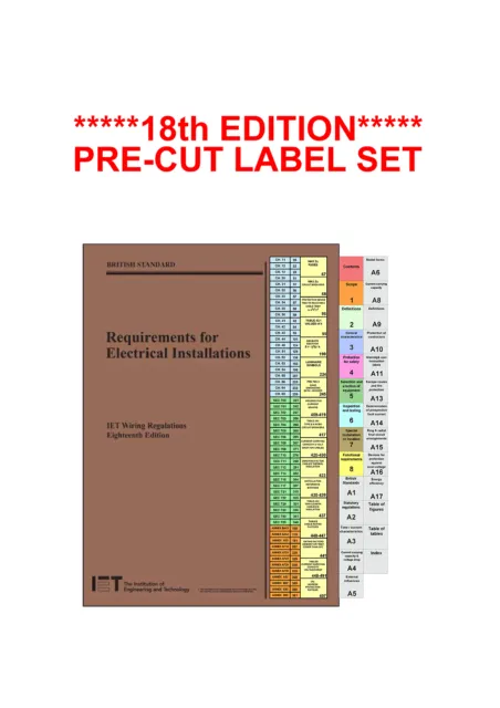 PAGE MARKER LABEL TABS FLAGS On Site Guide IET BS7671 18th Edition wiring regs