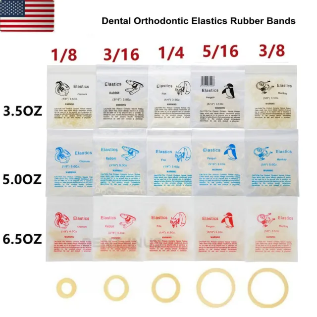 US Dental Orthodontic Elastics Rubber Bands Ortho Latex Braces 3.5 5.0 6.5 OZ
