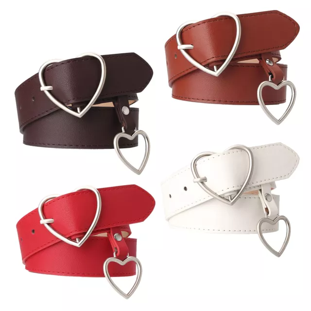 Leather Belt Heart Buckle Women Waist Belt Lady Jeans Dresses Accessories