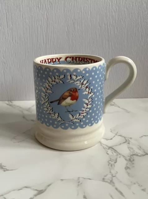 Emma Bridgewater First Christmas Wreath Blue Robin 1/2 Pint Mug