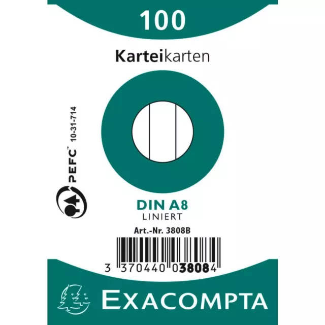 EXACOMPTA Karteikarten DIN A8 liniert weiß 100 Karteikarten