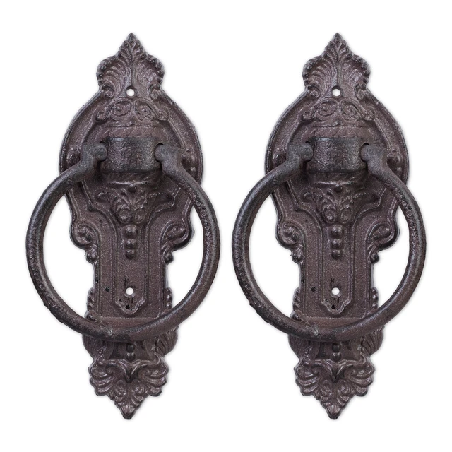 Heurtoir de porte antique lot de 2 fonte de fer métal marteau de porte brun