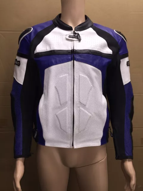 Cortech Adrenaline Motorcycle Jacket White Blue Mens Large 44