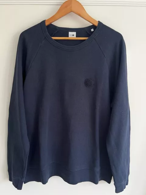 NN07 No Nationality Men’s Navy Blue Crew Neck Cotton Sweatshirt Size L