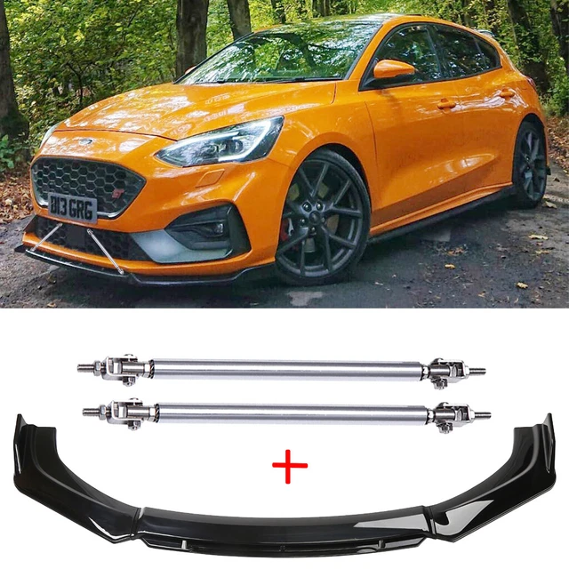 For Ford Focus RS ST MK2 MK3 4 Front Bumper Lip Splitter Spoiler + Strut Rod Kit