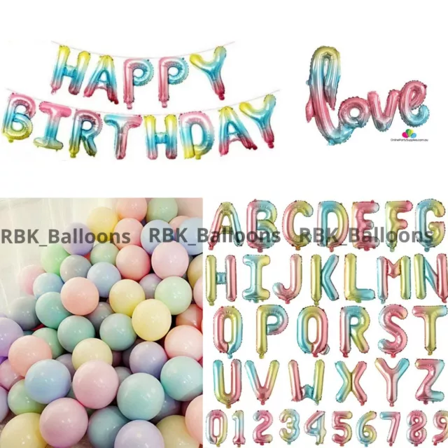 16" Happy Birthday Self inflating Balloons Macaron Rainbow Numbers Baby Shower