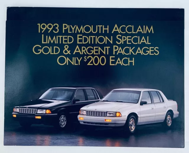 1993 Plymouth Acclaim Limited Ed. Dealer Showroom Sales Brochure Guide Catalog