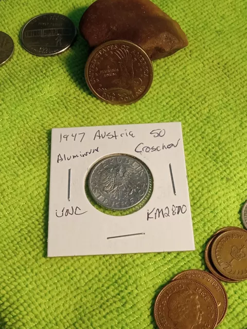Austria 50 Groschen 1947 Aluminum KM#2870 UNC (G1A-D50GR-CA)