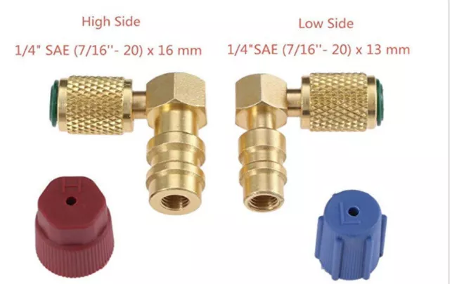 2 Adapter Retrofit Anschluss Klimaanlagen Umrüstsatz R12 auf R134a $