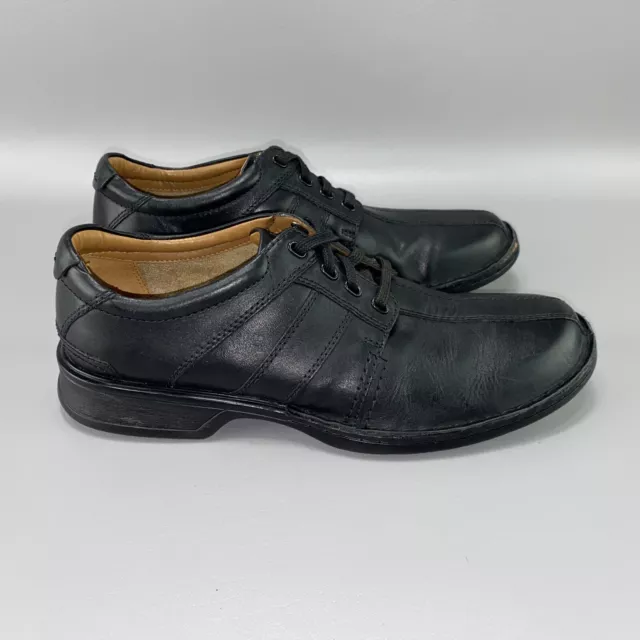 CLARKS UNSTRUCTURED SHOES Mens 11 Black Leather Ortholite Classic Lace ...