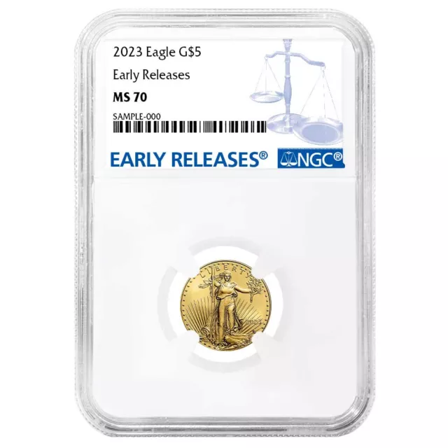 2023 $5 American Gold Eagle 1/10 oz NGC MS70 ER Blue Label