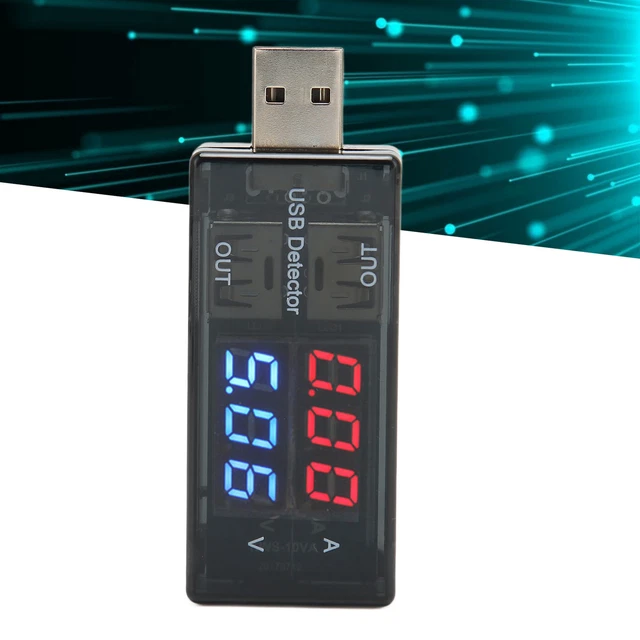 Dual USB Tester Current Voltage Monitor Digital LCD Display 1 In 2 Out USB