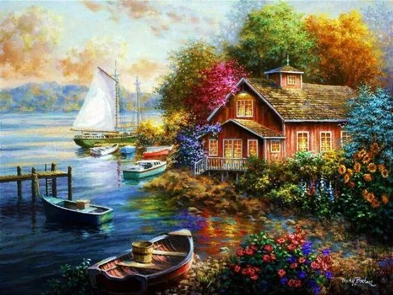 UK ,   Scenery Diamond Painting  Kit, FULL DRILL, Square Diamonds