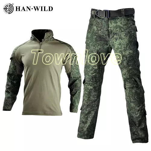 Military Uniform Combat Camo Army Suits Airsoft Paintball Shirts Pants + Pads