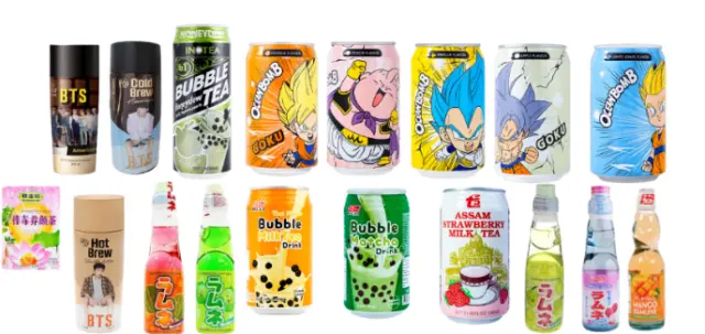 International Mystery Drinks Box Featuring Anime Themed and BTS Drinks