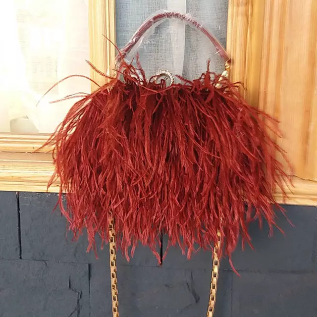 Thailand Women's Bag Ostrich Hair Bag Evening Bag Fashion One Shoulder Chain Bag