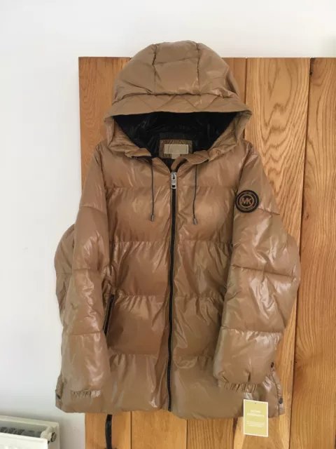 Womens Michael Kors puffer coat dark camel XL approx uk 16