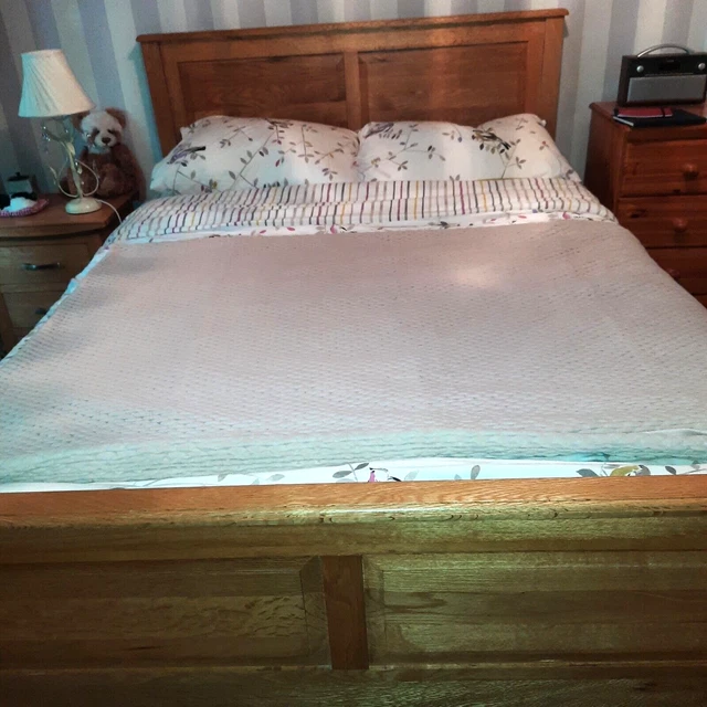 OAK FURNITURELAND ROMSEY Double Bed Natural Solid Oak £200.00 PicClick UK