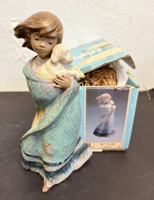 Vintage Lladro #2164 My Lost Lamb Girl Statue Figurine Gres Made In Spain